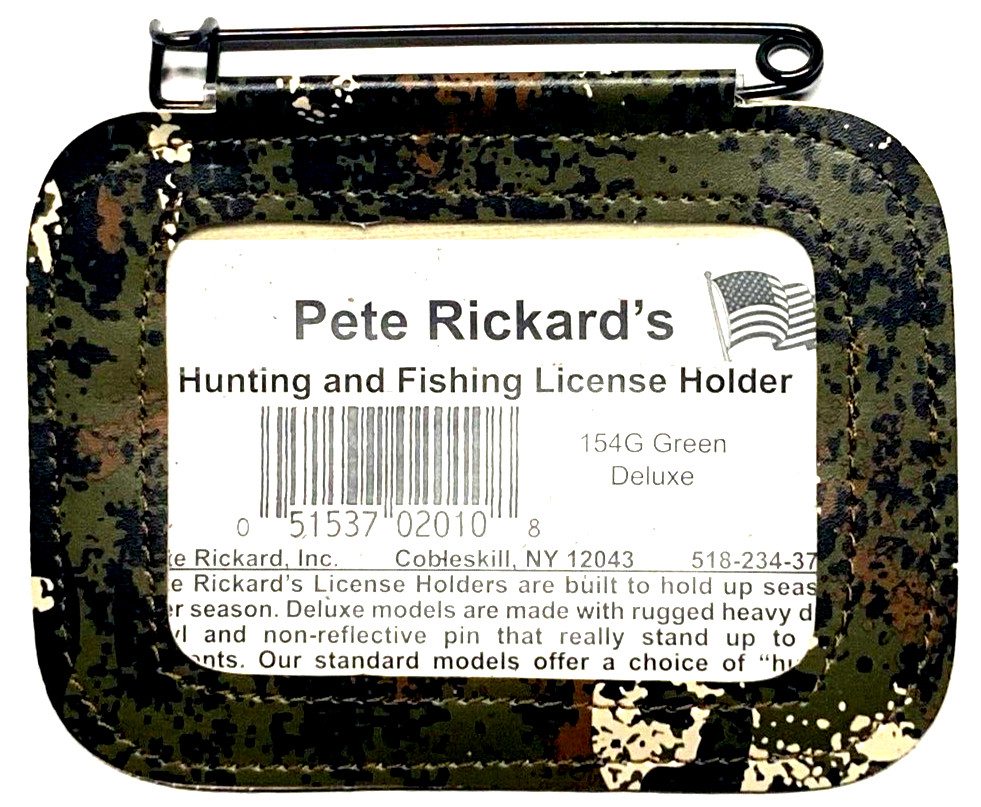 Pete Rickard's Vinyl Double-Stitched License Holder  154G Green Camo Deluxe