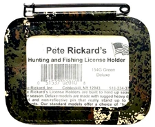 Pete Rickard's Vinyl Double-Stitched License Holder  154G Green Camo Deluxe