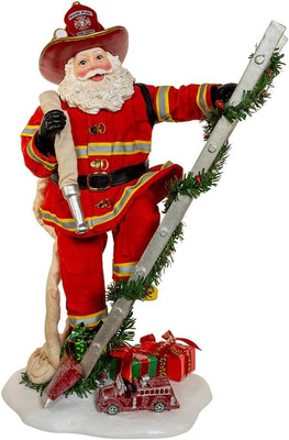 Kurt Adler 11.5-Inch Fabriché  Fireman Santa on Ladder