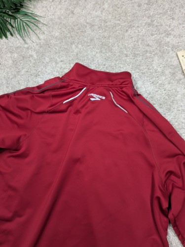 Brooks Equilibrium Jacket Mens XL Reflective Stretch Running Quarter Zip 90s Red - Picture 7 of 10