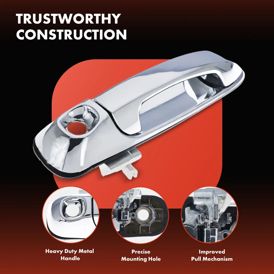 Manija de puerta exterior de metal mejorada 4 piezas para Dodge Mitsubishi Ram delantera y trasera Foto 4 de 4