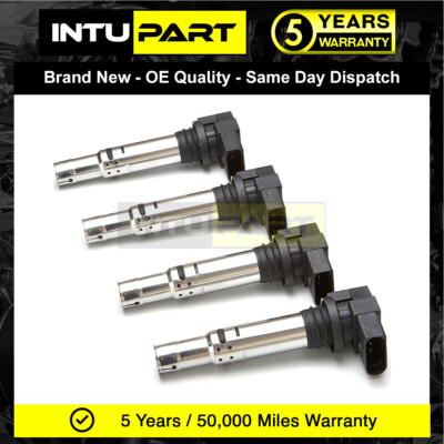 IntuPart Set of 4 Ignition Coil Packs Fits Audi A1 Petrol Hatchback 1.4