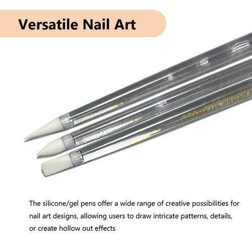 3Pcs Nail Art Silicone Gel Pens, Gel Polish Function Brush for Sculpture Carving - Picture 3 of 9
