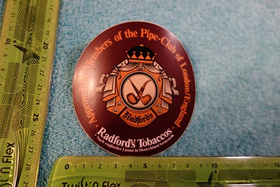 Alter Aufkleber Approved Members of Pipe-Club London England RADFORD'S TOBACCOS