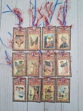 12 Vintage Style Patriotic Handmade Gift Tags Scrapbooks Junk Journals Crafts
