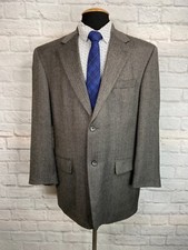 OSCAR DE LA RENTA Mens Brown HERRINGBONE Wool Sport Coat Blazer Jacket SIZE 43R