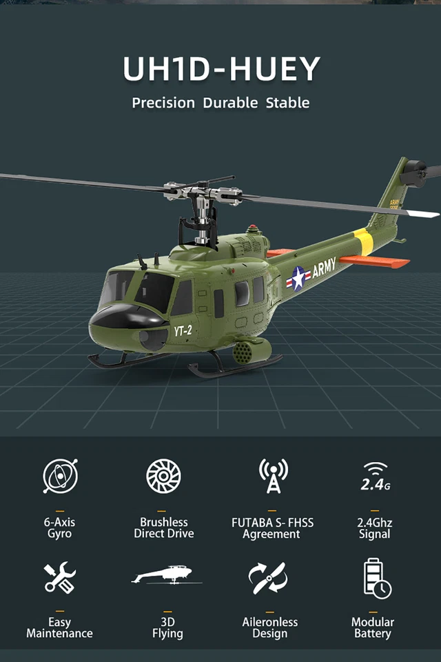 YUXIANG F07-V UH-1 Huey 6-Axis Gyro 6CH 3D Flying Brushless RC Helicopter - Image 4 of 4