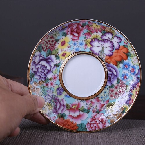 4" Collect Chinese Famille Rose Porcelain Ten Thousand Flower Tea Lid Cup - Picture 11 of 14