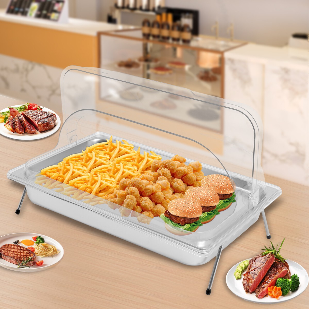 Food Serving Display Tray, Buffet Cold Serving Cooler Platter