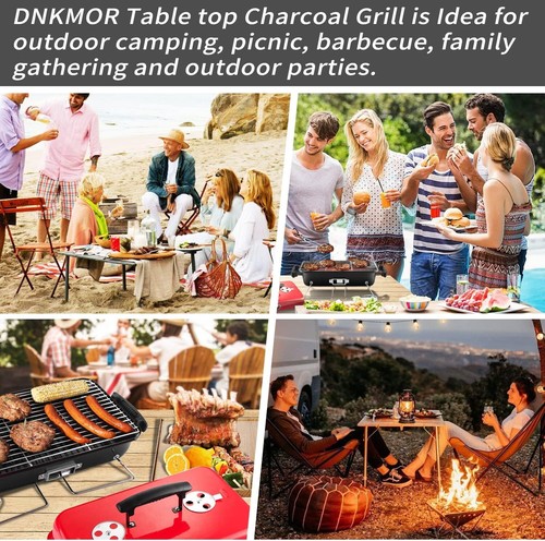 Portable Charcoal Grill, Tabletop Outdoor Barbecue Smoker, Small BBQ Grill for O - Picture 7 of 11
