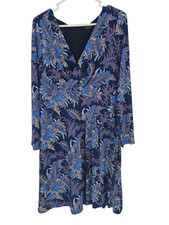 Lauren Ralph Lauren Size 12 Dress Blue Floral Knit Knee Length NWT