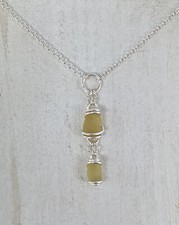 Sea Glass Necklace Dangle Drop, Rare Yellow SeaHam Glass, BEAUTIFUL   