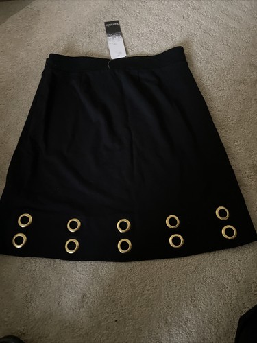 Kensie Black Knit Stretch Skirt With Gold Grommets. Sz S. NWT! - Picture 7 of 9