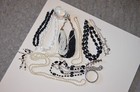 Vintage Jewelry Boho Black White Silver Gold Necklaces Bracelets Lot C