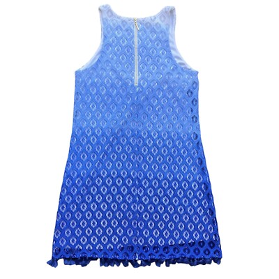 marquette crochet shift dress Lilly Pulitzer Womens S Marquette Shift Dress Blue Ombre Tassel Crochet