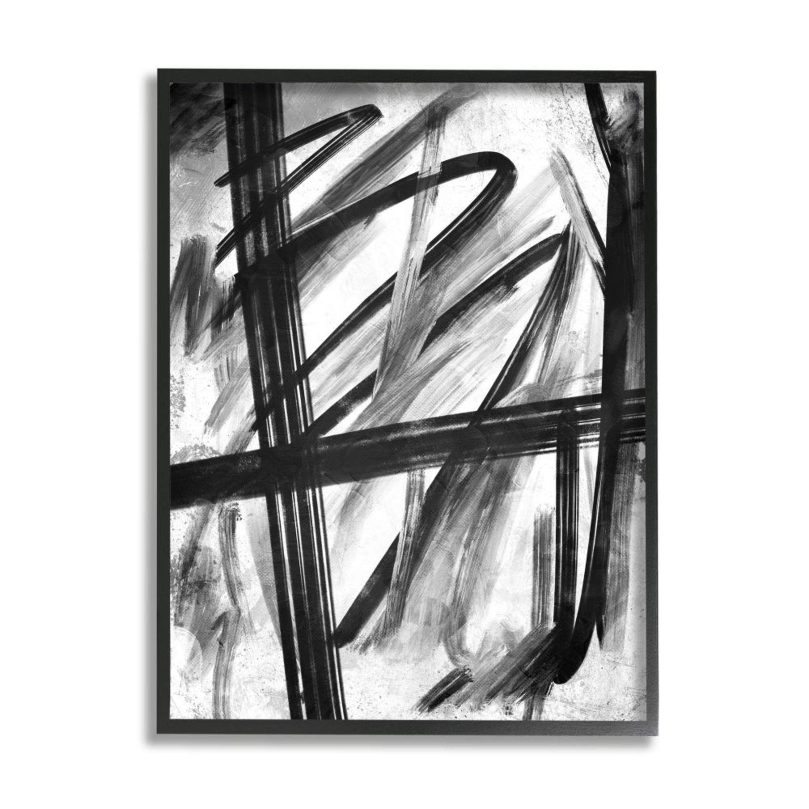 Lively Abstract Linework White Design Onrei Black Framed Wall Art, 24 x 30