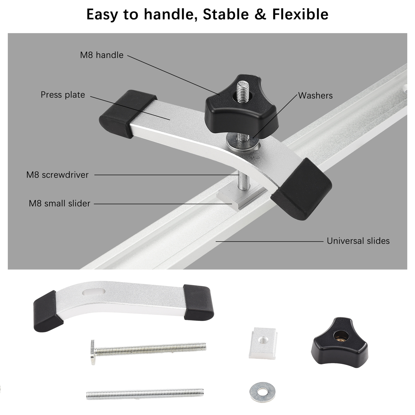 Binario Di Guida In Alluminio Con Slot A T Per T-Nut - Per Seghe Circolari Da Banco E Fermo Obliquo 30mm - 2