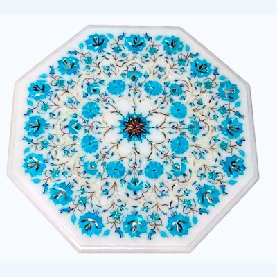 Marble Coffee Table Top Floral Art Inlay Work Balcony table for Hotel