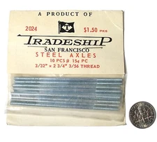 10pc TRADESHIP 1/24 1/32 Slot Car THREADED STEEL AXLES 3/32"x2 3/4"  3/56 #2024