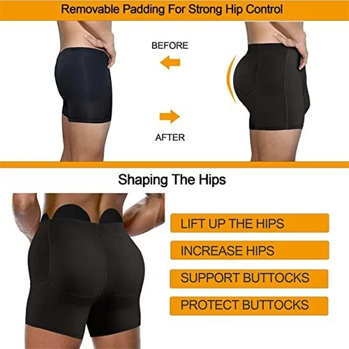 Herren gepolstert Body Shaper Höschen Po-Lifter Booty Hüftverstärker Bodyshort Unterwäsche - Bild 8 von 37