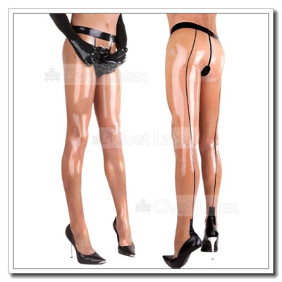 Latex Men's Leggings Front Zip Cover Condoms with Anus Sheath Sexy Customize E20