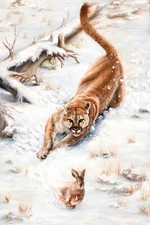 Mountain Lion, Puma painting, Wall Decor, Artwork, Personalized Canvas Print