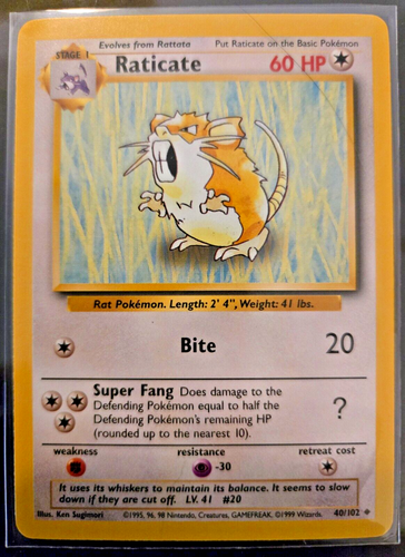 Pokémon TCG - Raticate - 40/102 - Base Set Unlimited | eBay