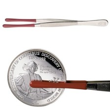 M&uuml;nzpinzette M&uuml;nzpinzetten M&uuml;nzenpinzette mit beschichteten Spitzen LINDNER 2014