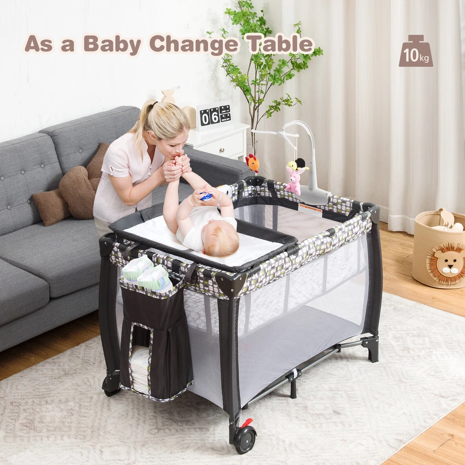 All In 1 Foldable Travel Cot Baby Crib Playpen Bassinet Portacot w/Carry Bag - image 2 of 4