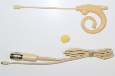 Snail Ear Hook Headset Microphone for Audio-Technica BodyPack Detachable Cable