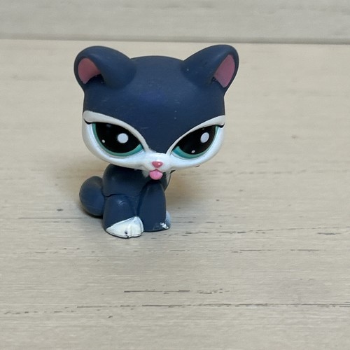 Littlest Pet Shop Cat Licking Paw # 2204 Dark Gray