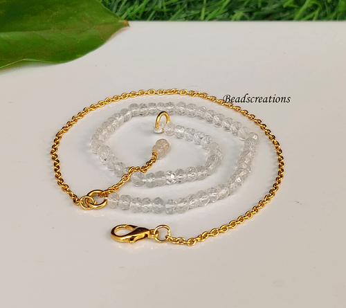 Collana Mezza Catena Mezza Catena Cristallo Bianco Cristallo Bianco Regalo Per Lei - Foto 3 di 4