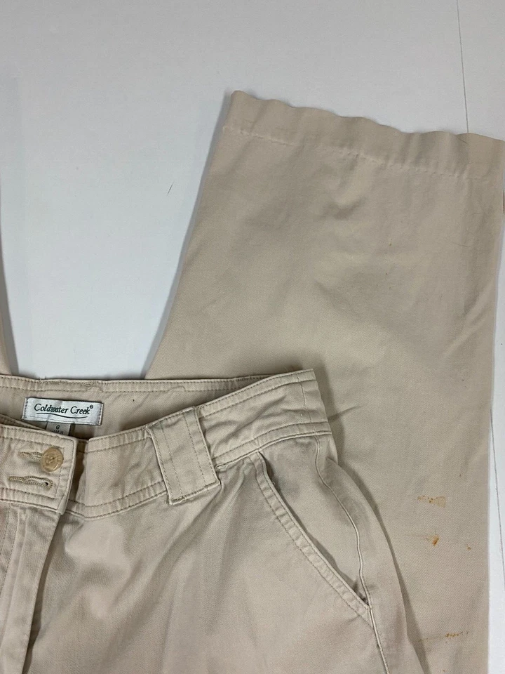 Pantalones para mujer Coldwater Creek 6 beige recto chino clásico caqui Foto 2 de 4