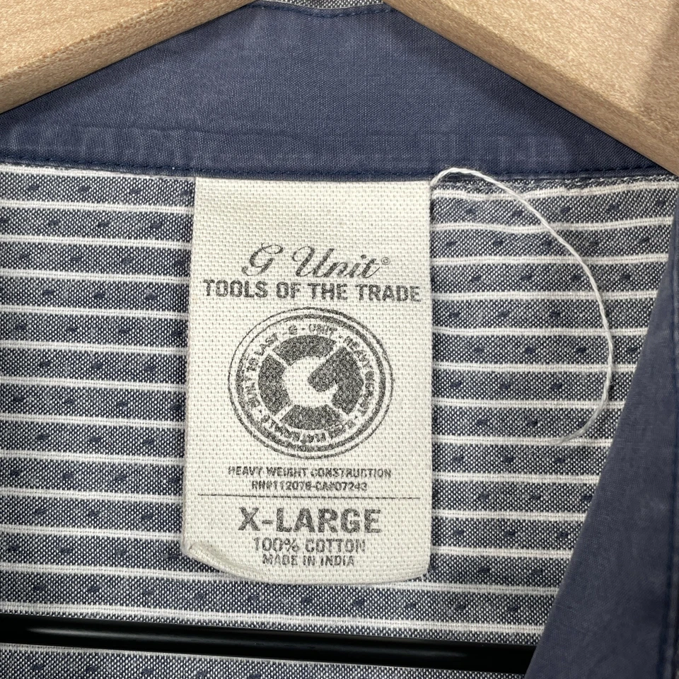 Винтажная мужская рубашка G Unit XL серая в полоску хип-хоп 50 центов Y2K на пуговицах - Изображение 4 из 4