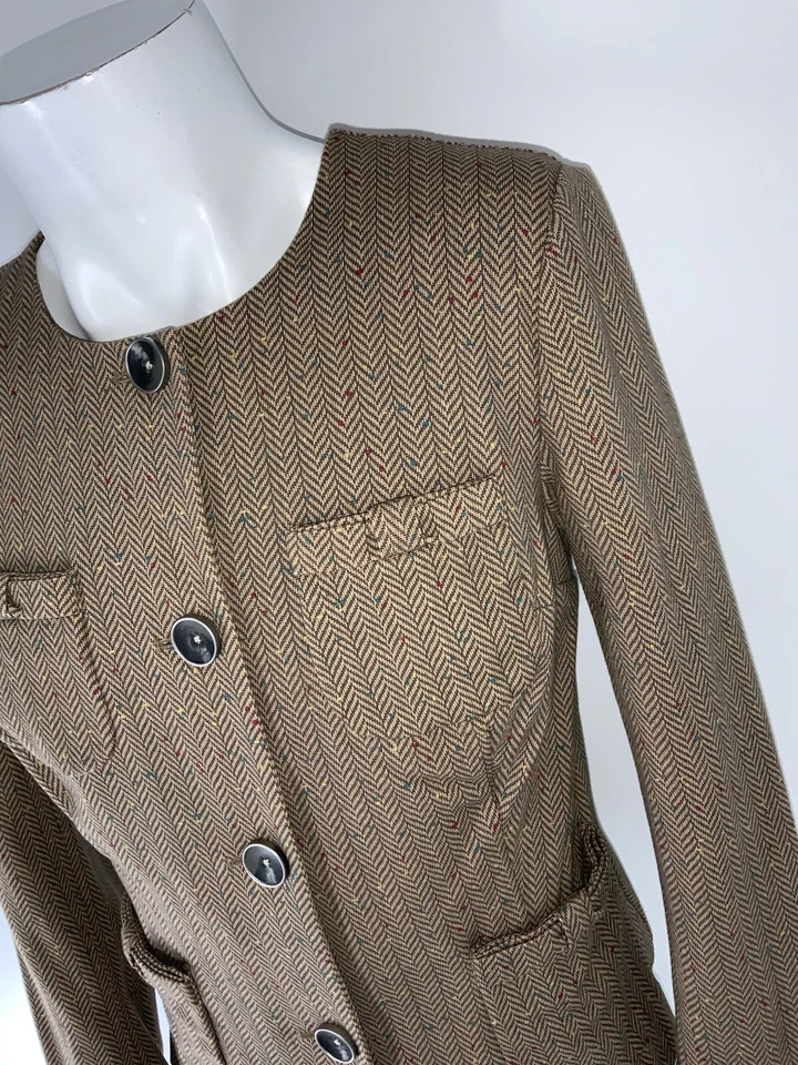 Chaqueta Blazer Cabi Penny Para Mujer’s M Marrón Espiga Mancha Bolsillos Nueva con Etiquetas YGI O5-7 Foto 3 de 4