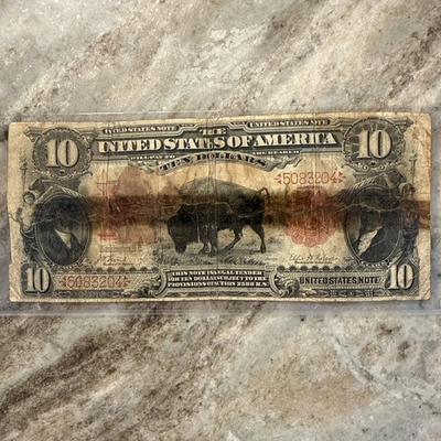 #ad #ad 1901 $10 Legal Tender Bison Note Fr#114 Lyons Roberts Tape Repair $700.00