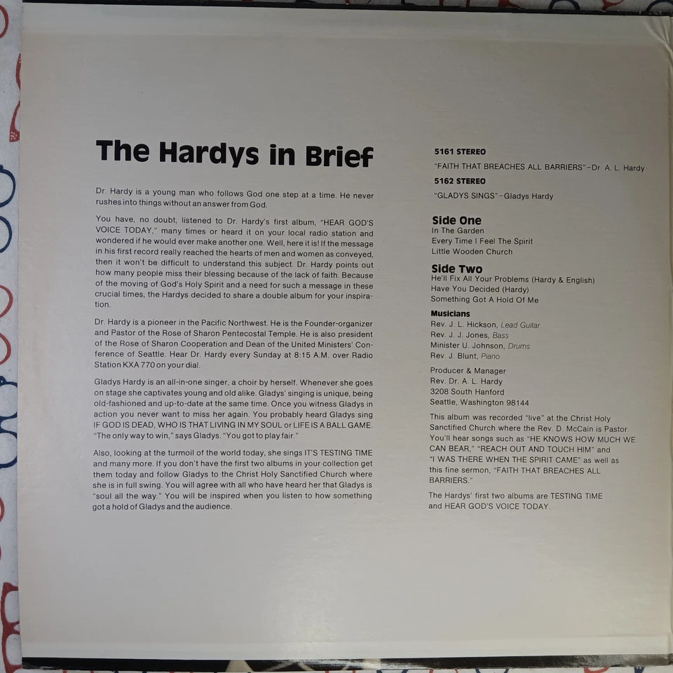 A.L. Gladys Hardy Faith That Breaches All Barriers 1960s 2xLP Album Gospel VG/VG - Image 3 of 4
