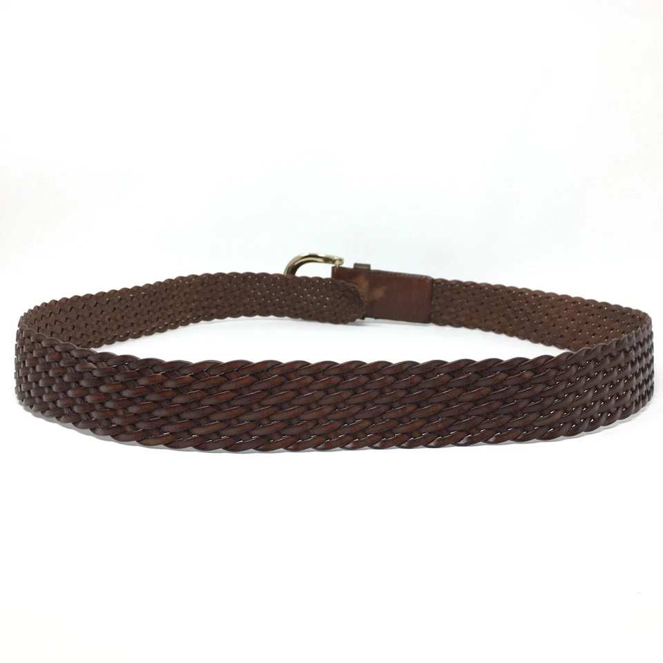 Michael Kors Belt Womens Size Large L Brown Woven Braided Leather Boho Gold Tone - Image 3 of 4