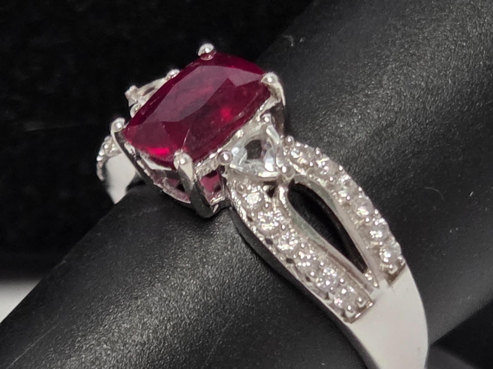 STS Lab-Created Red Ruby 925 Sterling Silver Ring… - image 17