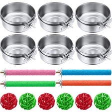 6 Pcs Bird Food Bowl Bird Feeding Dish Cups Stainless Steel Bird Water Feeder