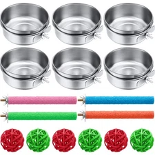 6 Pcs Bird Food Bowl Bird Feeding Dish Cups Stainless Steel Bird Water Feeder