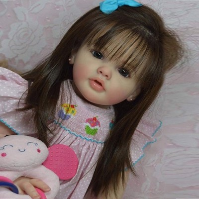 Reborn Baby Doll 26in Lifelike Finished Toddler Girl Hand-Rooted Hair Kids Toy