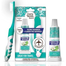 GuruNanda Folding Toothbrush with Built-in Cover Perfect for Travel 1 Count 