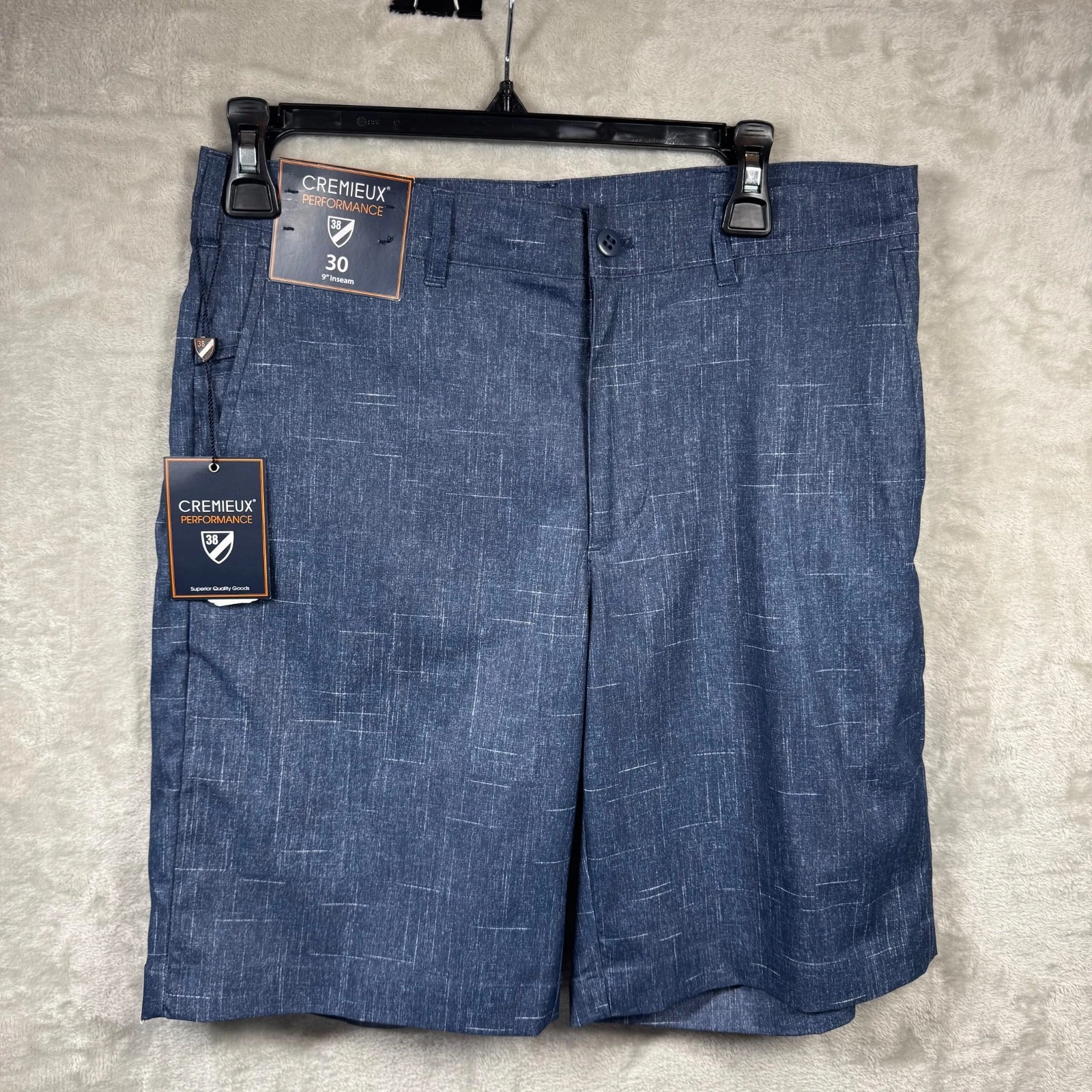 Cremieux Performance NEW Golf Shorts Men 30 Navy Blue Chino Flat Front Polyester