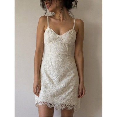 Lulus Take a Change White Lace Bustier Mini Dress Large Coquette Bridal