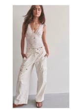Free People We The Free Park Ave Pants L Women's Cargo Ivory Trousers Pant 46209