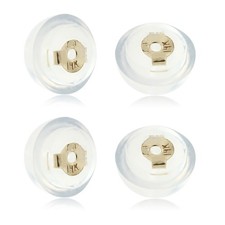 Earring Backs Soft Clear Silicone and 14k Yellow Gold Small 2 Pairs 4 pieces