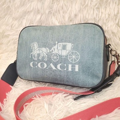 COACH Denim Two Layer Camera Bag Shoulder Bag Carriage Logo 11a