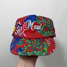 Vintage 80s Mens Maui Hawaii Floral All Over Print Nissun Snapback Trucker Hat