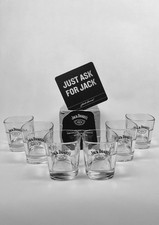 6x Jack Daniels Whiskey Glas Tumbler  + 100 Untersetzer Gläser NEU OVP Jacky Bar